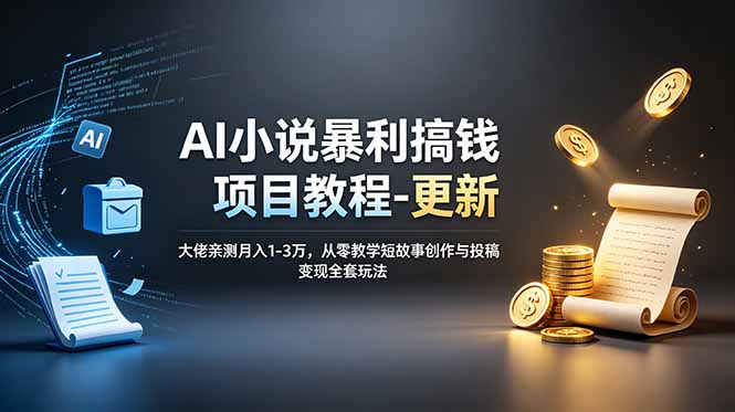 (19030期)AI小说暴利搞钱项目教程-更新,大佬亲测月入1-3万,从零教学短故事创作与投稿变现全套玩法汇创网-网创项目_汇创网_中创网_福缘网_冒泡网_网创项目平台汇创网