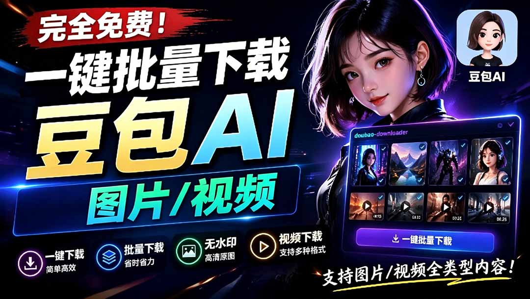 （19107期）Github最新发布！一键批量下载豆包AI无水印图片/视频，简单易用，自动解析提示词，doubao-downloader汇创网-网创项目_汇创网_中创网_福缘网_冒泡网_网创项目平台汇创网