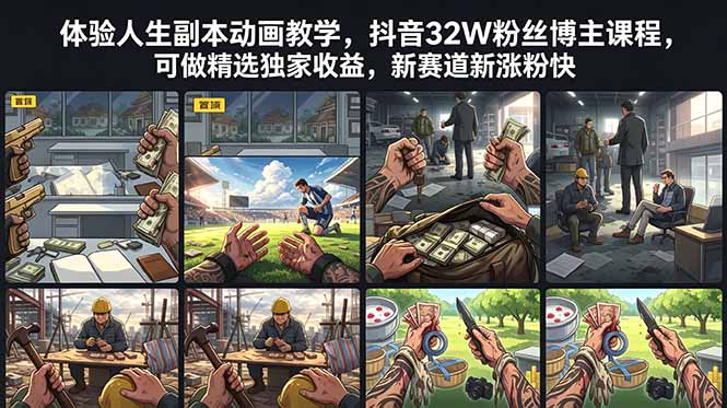(18826期)体验人生副本动画教学, 抖音32W粉丝博主课程,可做精选独家收益,新赛道新涨粉快汇创网-网创项目_汇创网_中创网_福缘网_冒泡网_网创项目平台汇创网
