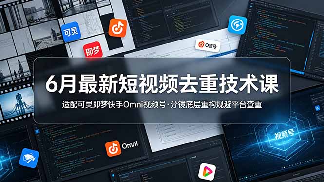 （19031期）6月最新短视频去重技术课，适配可灵即梦快手Omni视频号，分镜底层重构规避平台查重汇创网-网创项目_汇创网_中创网_福缘网_冒泡网_网创项目平台汇创网