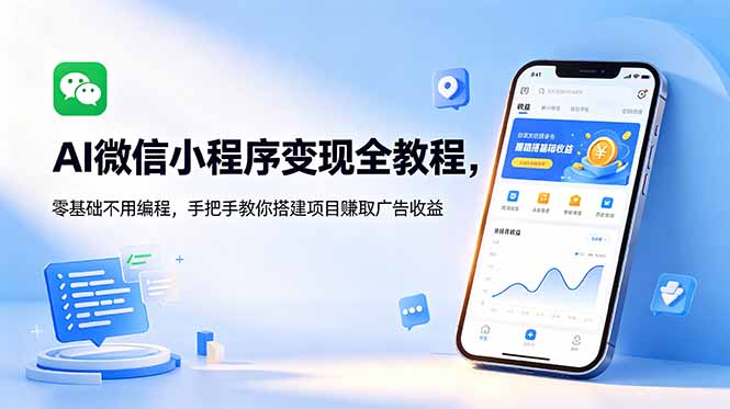 (18773期)AI微信小程序变现全教程,零基础不用编程,手把手教你搭建项目赚取广告收益汇创网-网创项目_汇创网_中创网_福缘网_冒泡网_网创项目平台汇创网