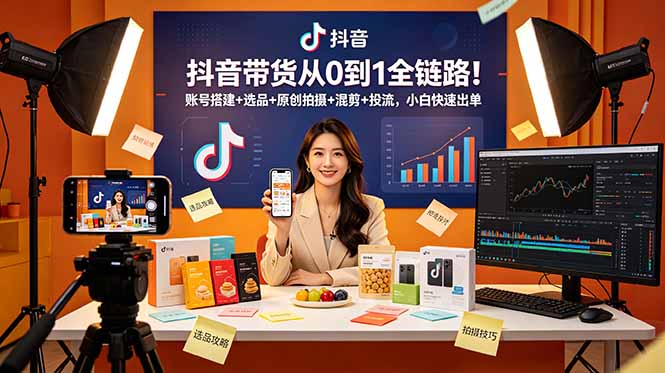 (18963期)抖音带货从0到1全链路!账号搭建+选品+原创拍摄+混剪+投流,小白快速出单汇创网-网创项目_汇创网_中创网_福缘网_冒泡网_网创项目平台汇创网