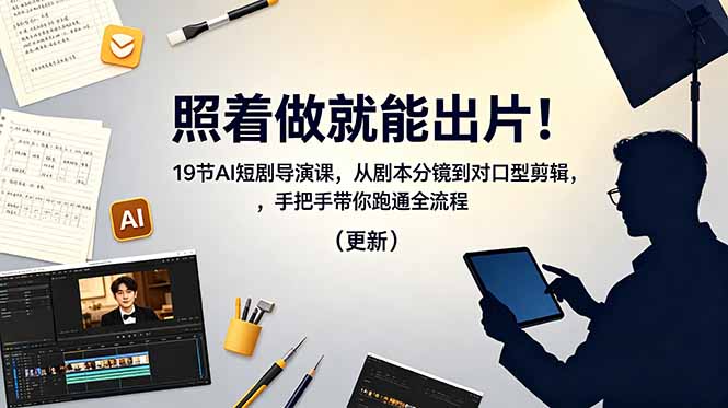 (18694期)照着做就能出片!19节AI短剧导演课,从剧本分镜到对口型剪辑,手把手带你跑通全流程(更新)汇创网-网创项目_汇创网_中创网_福缘网_冒泡网_网创项目平台汇创网