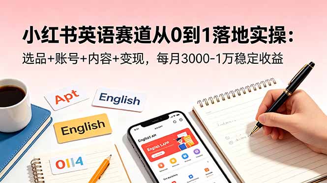 (18771期)小红书英语赛道从0到1落地实操:选品+账号+内容+变现,每月3000-1万稳定收益汇创网-网创项目_汇创网_中创网_福缘网_冒泡网_网创项目平台汇创网