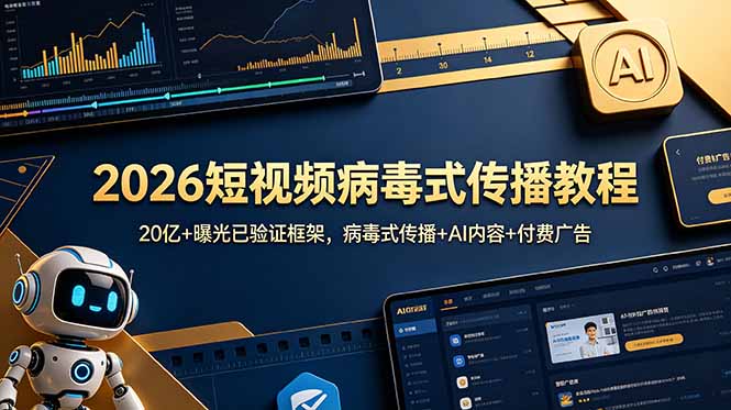 （18986期）2026短视频病毒式传播教程：20亿+曝光已验证框架，病毒式传播+AI内容+付费广告汇创网-网创项目_汇创网_中创网_福缘网_冒泡网_网创项目平台汇创网