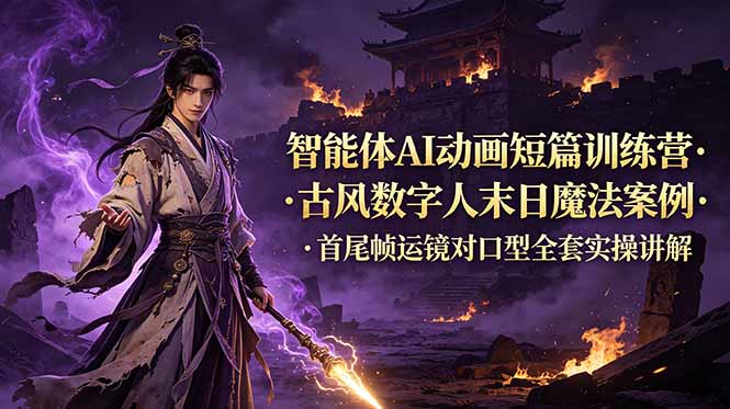 （19114期）智能体AI动画短篇训练营-更新，古风数字人末日魔法案例，首尾帧运镜对口型全套实操讲解汇创网-网创项目_汇创网_中创网_福缘网_冒泡网_网创项目平台汇创网