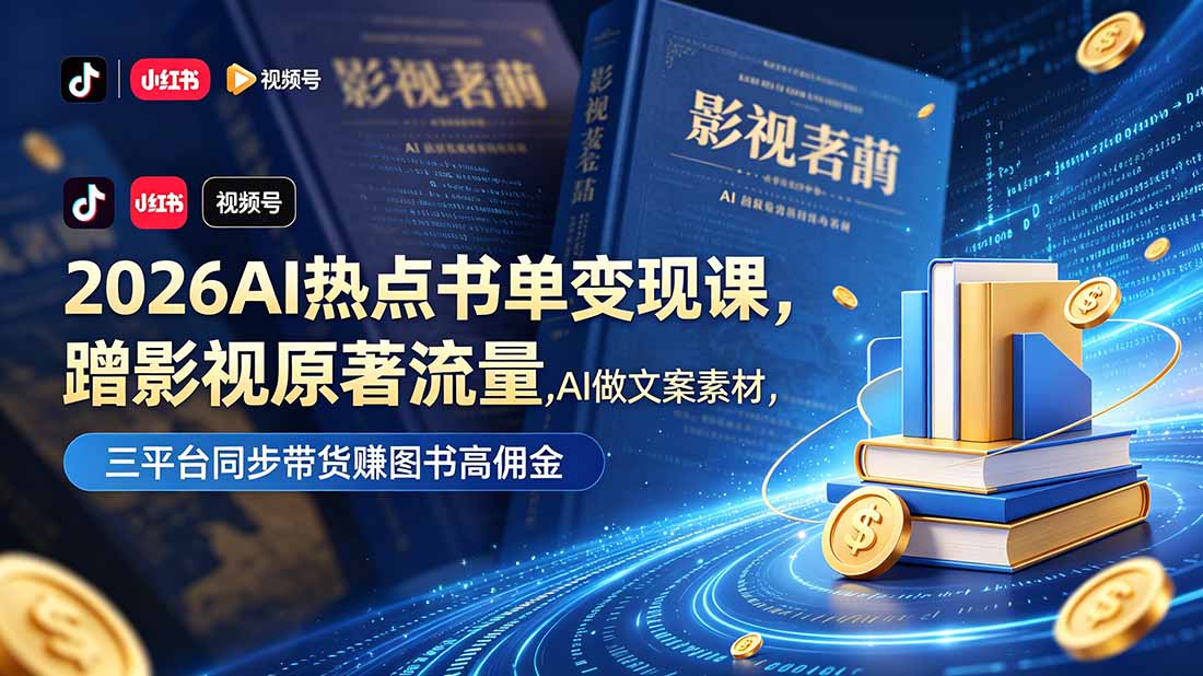 （18727期）2026AI热点书单变现课，蹭影视原著流量，AI做文案素材，三平台同步带货赚图书高佣金汇创网-网创项目_汇创网_中创网_福缘网_冒泡网_网创项目平台汇创网