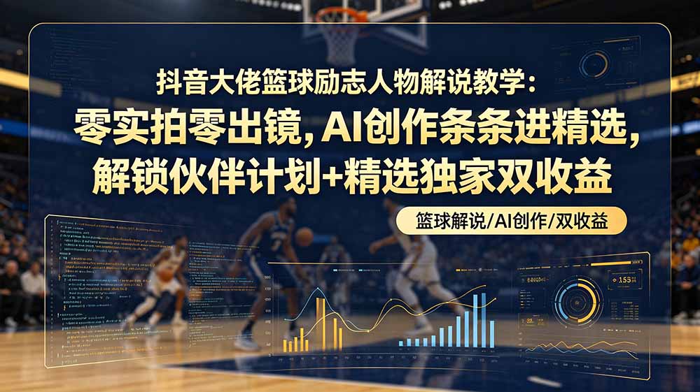 （19047期）抖音大佬篮球励志人物解说教学：零实拍零出镜，AI创作条条进精选，解锁伙伴计划+精选独家双收益汇创网-网创项目_汇创网_中创网_福缘网_冒泡网_网创项目平台汇创网