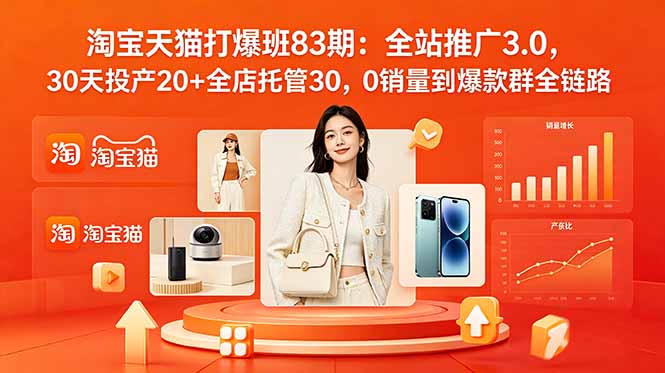 （18920期）2026淘宝天猫打爆班83期：全站推广3.0，30天投产20+全店托管30，0销量到爆款群全链路汇创网-网创项目_汇创网_中创网_福缘网_冒泡网_网创项目平台汇创网