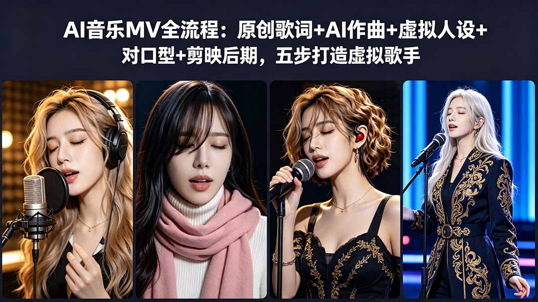 （18710期）AI音乐MV全流程：原创歌词+AI作曲+虚拟人设+对口型+剪映后期，五步打造虚拟歌手汇创网-网创项目_汇创网_中创网_福缘网_冒泡网_网创项目平台汇创网