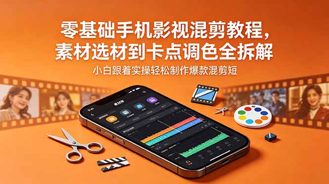 （18750期）零基础手机影视混剪教程，素材选材到卡点调色全拆解，小白跟着实操轻松制作爆款混剪短片汇创网-网创项目_汇创网_中创网_福缘网_冒泡网_网创项目平台汇创网