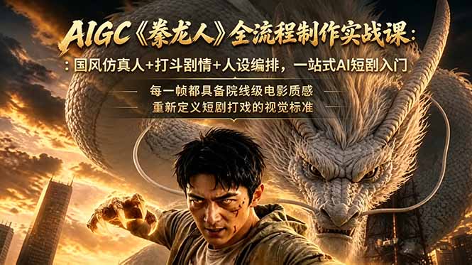 （18849期）AIGC《豢龙人》全流程制作实战课：国风仿真人+打斗剧情+人设编排，一站式AI短剧入门汇创网-网创项目_汇创网_中创网_福缘网_冒泡网_网创项目平台汇创网