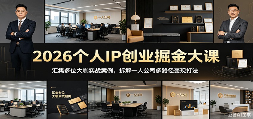 2026个人IP创业掘金大课：汇集多位大咖实战案例，拆解一人公司多路径变现打法汇创网-网创项目_汇创网_中创网_福缘网_冒泡网_网创项目平台汇创网