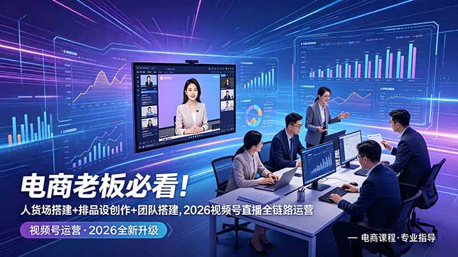 （18845期）电商老板必看！人货场搭建+排品设计+素材创作+团队搭建，2026视频号直播全链路运营汇创网-网创项目_汇创网_中创网_福缘网_冒泡网_网创项目平台汇创网
