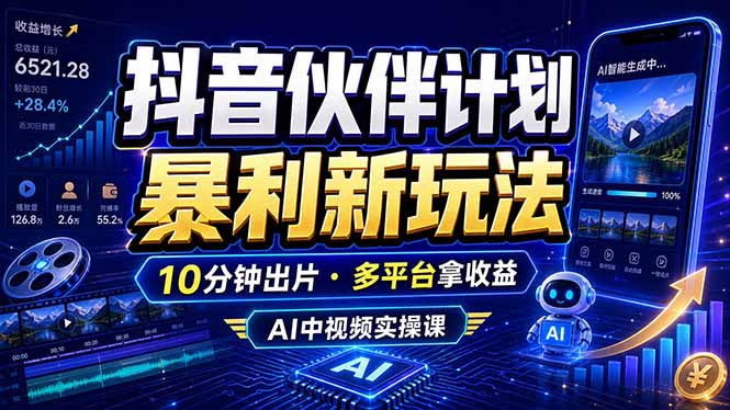 （18869期）抖音伙伴计划最新玩法，无需配音剪辑，10分钟出一条原创视频，轻松日入三位数汇创网-网创项目_汇创网_中创网_福缘网_冒泡网_网创项目平台汇创网