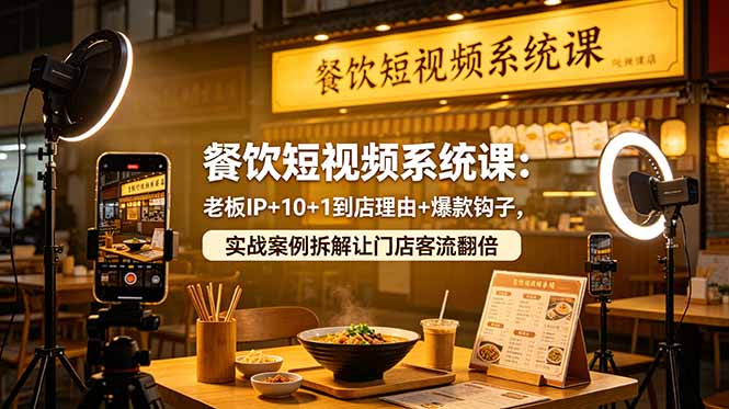 （18712期）餐饮短视频系统课：老板IP+10+1到店理由+爆款钩子，实战案例拆解让门店客流翻倍汇创网-网创项目_汇创网_中创网_福缘网_冒泡网_网创项目平台汇创网