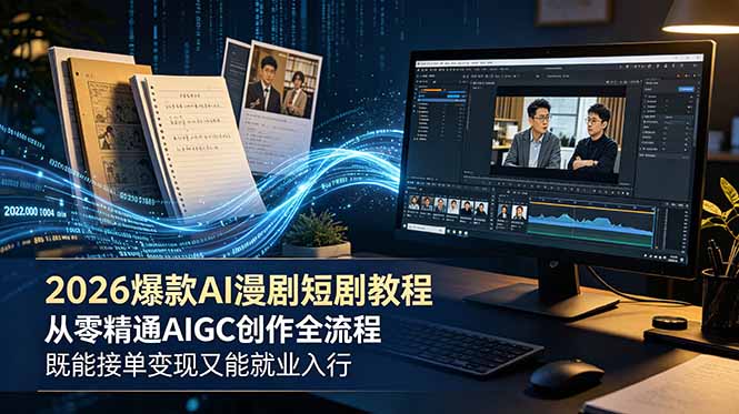 （18980期）2026 爆款 AI 漫剧短剧教程 从零精通 AIGC 创作全流程 既能接单变现又能就业入行汇创网-网创项目_汇创网_中创网_福缘网_冒泡网_网创项目平台汇创网
