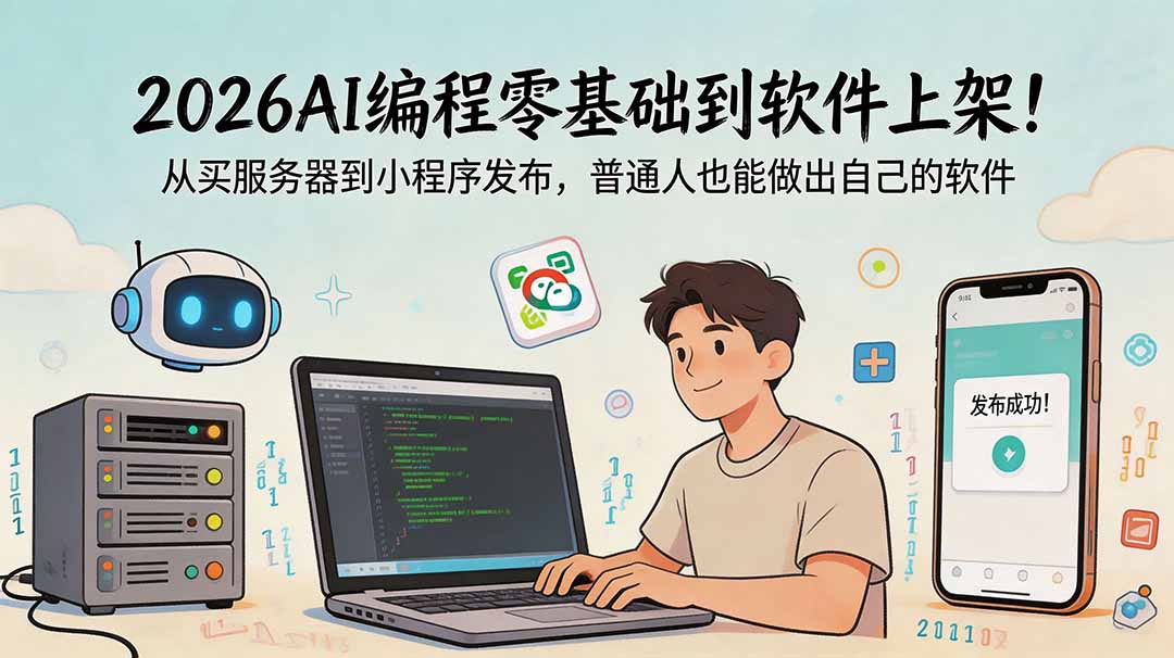 （18905期）2026AI编程零基础到软件上架！从买服务器到小程序发布，普通人也能做出自己的软件汇创网-网创项目_汇创网_中创网_福缘网_冒泡网_网创项目平台汇创网
