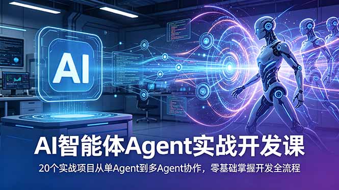 (18983期)AI智能体Agent实战开发课:20个实战项目从单Agent到多Agent协作,零基础掌握开发全流程汇创网-网创项目_汇创网_中创网_福缘网_冒泡网_网创项目平台汇创网