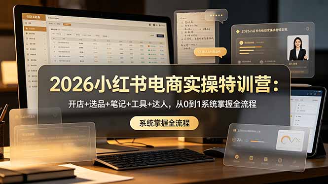 （18978期）2026小红书电商实操特训营：开店+选品+笔记+工具+达人，从0到1系统掌握全流程汇创网-网创项目_汇创网_中创网_福缘网_冒泡网_网创项目平台汇创网