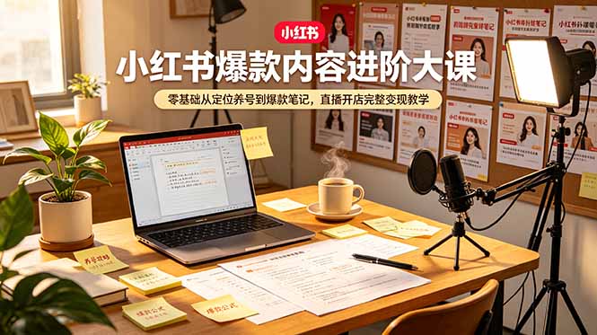 （19118期）小红书爆款内容进阶大课，零基础从定位养号到爆款笔记，直播开店完整变现教学汇创网-网创项目_汇创网_中创网_福缘网_冒泡网_网创项目平台汇创网