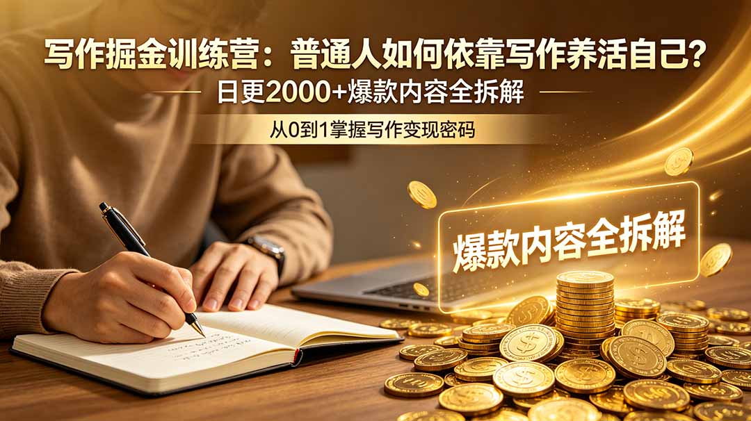 （18901期）写作掘金训练营：普通人如何依靠写作养活自己？日更2000+爆款内容全拆解汇创网-网创项目_汇创网_中创网_福缘网_冒泡网_网创项目平台汇创网