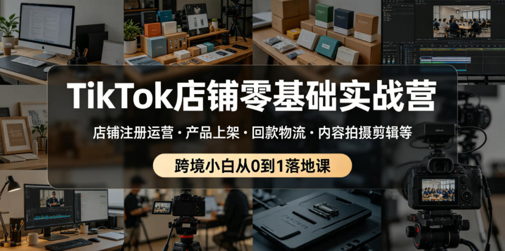 TikTok店铺零基础实战营，店铺注册运营・产品上架・回款物流・内容拍摄剪辑等 ，跨境小白从0到1落地课汇创网-网创项目_汇创网_中创网_福缘网_冒泡网_网创项目平台汇创网