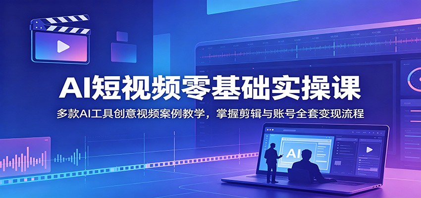 AI短视频零基础实操课：多款AI工具创意视频案例教学，掌握剪辑与账号全套变现流程汇创网-网创项目_汇创网_中创网_福缘网_冒泡网_网创项目平台汇创网