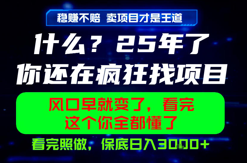 26年,请不要疯狂的找项目做了!卖项目才是真的稳賺不赔,看完照做,保底日入1k+【揭秘】汇创网-网创项目_汇创网_中创网_福缘网_冒泡网_网创项目平台汇创网