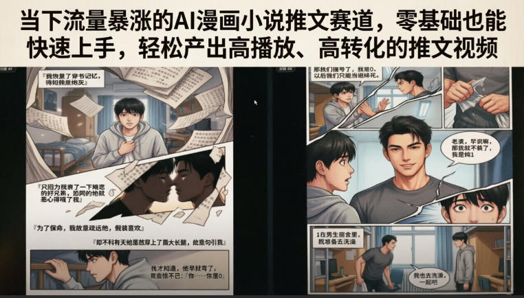 当下流量暴涨的AI漫画小说推文赛道，零基础也能快速上手，轻松产出高播放、高转化的推文视频汇创网-网创项目_汇创网_中创网_福缘网_冒泡网_网创项目平台汇创网
