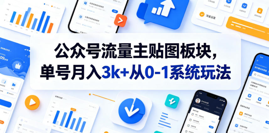 公众号流量主贴图板块，单号月入3k+从0-1系统玩法汇创网-网创项目_汇创网_中创网_福缘网_冒泡网_网创项目平台汇创网