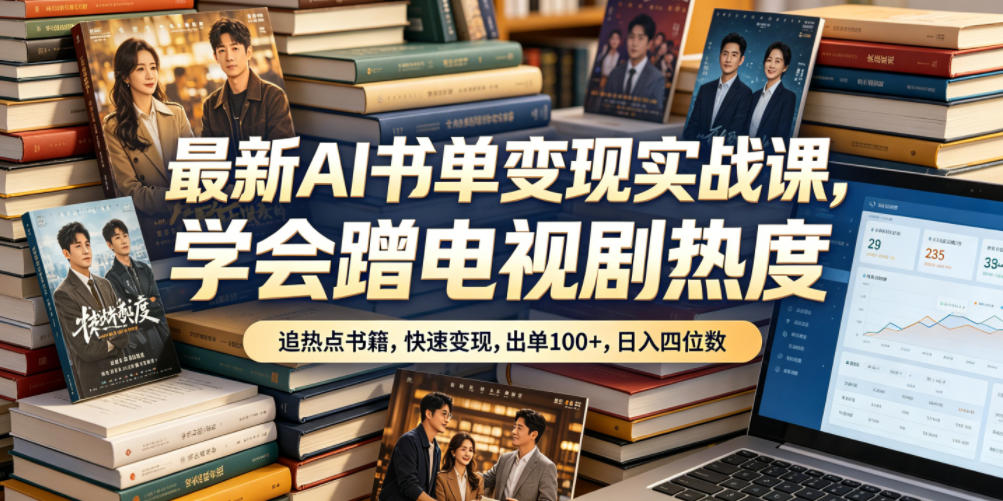 最新AI书单变现实战课，学会蹭电视剧热度，追热点书籍，快速变现，出单100+，日入四位数汇创网-网创项目_汇创网_中创网_福缘网_冒泡网_网创项目平台汇创网