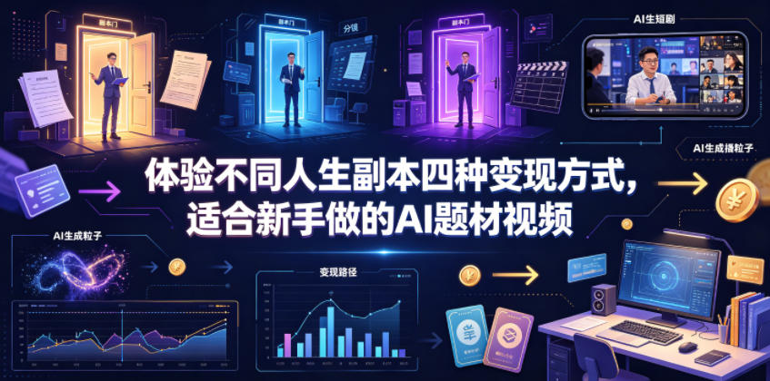 体验不同人生副本四种变现方式,适合新手做的AI题材视频汇创网-网创项目_汇创网_中创网_福缘网_冒泡网_网创项目平台汇创网