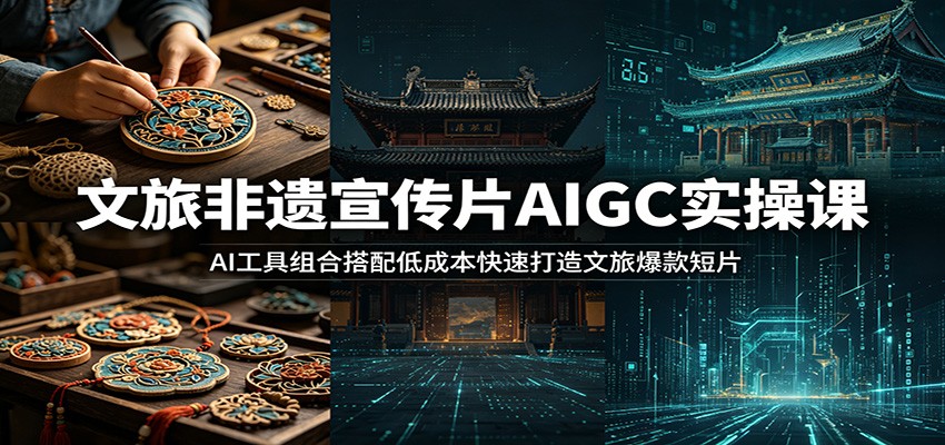 文旅非遗宣传片AIGC实操课：AI工具组合搭配低成本快速打造文旅爆款短片汇创网-网创项目_汇创网_中创网_福缘网_冒泡网_网创项目平台汇创网