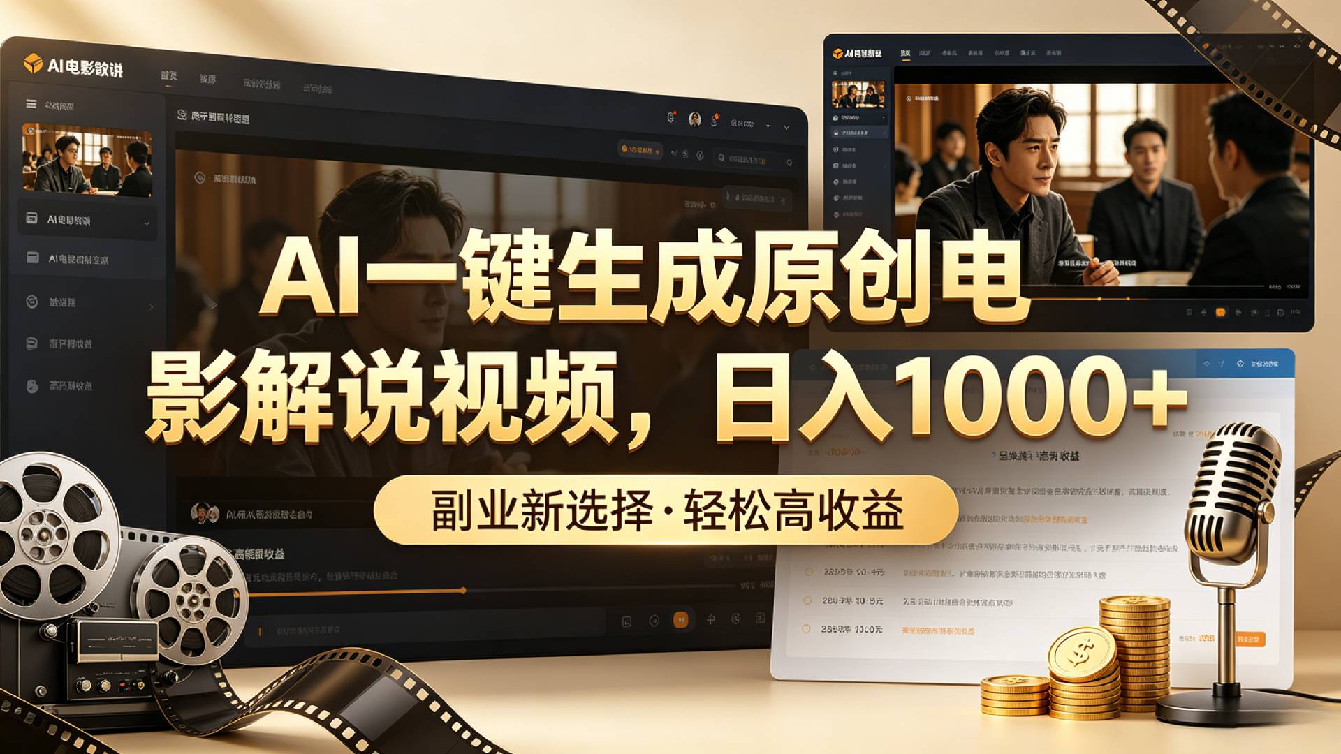 AI一键生成原创电影解说视频,日入1000+!汇创网-网创项目_汇创网_中创网_福缘网_冒泡网_网创项目平台汇创网