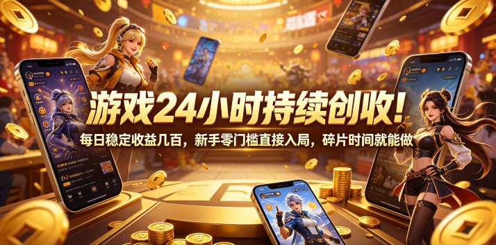 游戏24小时持续创收！每日稳定收益几百，新手零门槛直接入局，碎片时间就能做【揭秘】汇创网-网创项目_汇创网_中创网_福缘网_冒泡网_网创项目平台汇创网