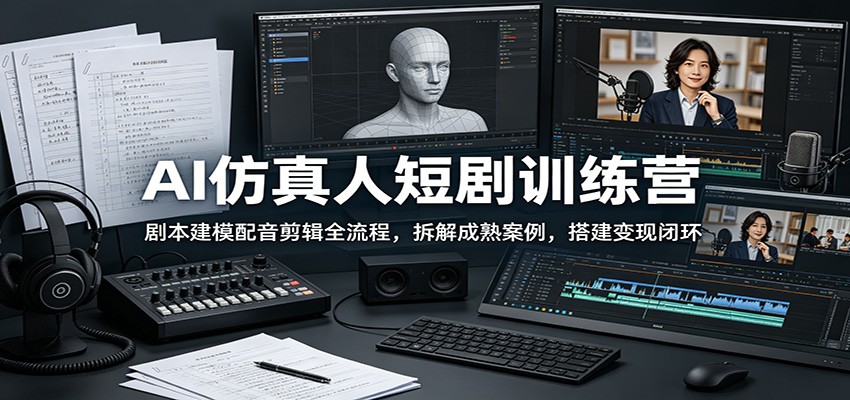 AI仿真人短剧训练营：剧本建模配音剪辑全流程，拆解成熟案例，搭建变现闭环汇创网-网创项目_汇创网_中创网_福缘网_冒泡网_网创项目平台汇创网