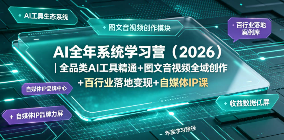 AI全年系统学习营（2026）｜全品类AI工具精通+图文音视频全域创作+百行业落地变现+自媒体IP打造年度进阶大课汇创网-网创项目_汇创网_中创网_福缘网_冒泡网_网创项目平台汇创网