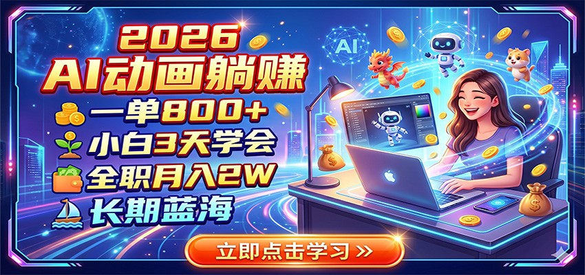 2026 AI动画躺赚:一单800+,小白3天学会,全职月入2W,长期蓝海汇创网-网创项目_汇创网_中创网_福缘网_冒泡网_网创项目平台汇创网