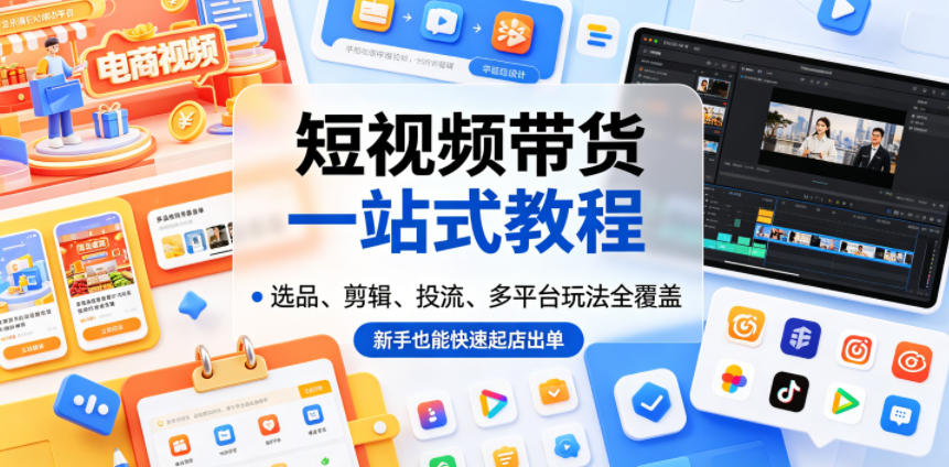 短视频带货一站式教程,选品、剪辑、投流、多平台玩法全覆盖,新手也能快速起店出单汇创网-网创项目_汇创网_中创网_福缘网_冒泡网_网创项目平台汇创网