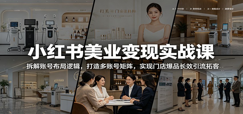小红书美业变现实战课：拆解账号布局逻辑，打造多账号矩阵，实现门店爆品长效引流拓客汇创网-网创项目_汇创网_中创网_福缘网_冒泡网_网创项目平台汇创网