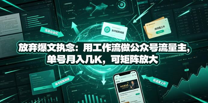 放弃爆文执念：用工作流做公众号流量主，单号月入几K，可矩阵放大汇创网-网创项目_汇创网_中创网_福缘网_冒泡网_网创项目平台汇创网