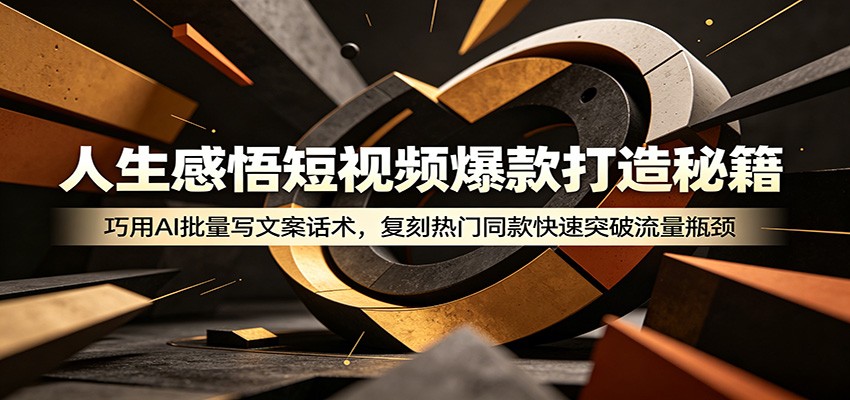 人生感悟短视频爆款打造秘籍:巧用A 批量写文案话术,复刻热门同款快速突破流量瓶颈汇创网-网创项目_汇创网_中创网_福缘网_冒泡网_网创项目平台汇创网