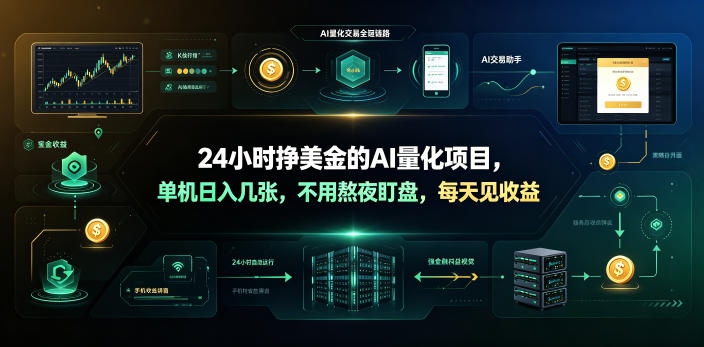 24小时挣美金的AI量化项目，单机日入几十美刀，不用熬夜盯盘，每天见收益【揭秘】汇创网-网创项目_汇创网_中创网_福缘网_冒泡网_网创项目平台汇创网