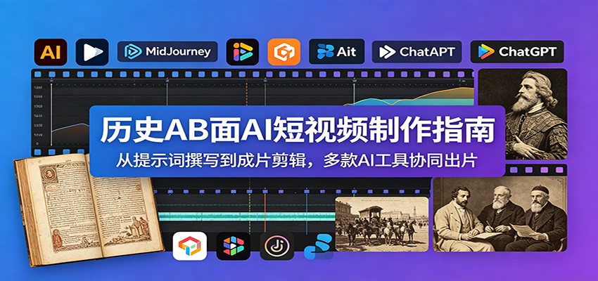 历史AB面AI短视频制作指南:从提示词撰写到成片剪辑,多款AI工具协同出片汇创网-网创项目_汇创网_中创网_福缘网_冒泡网_网创项目平台汇创网