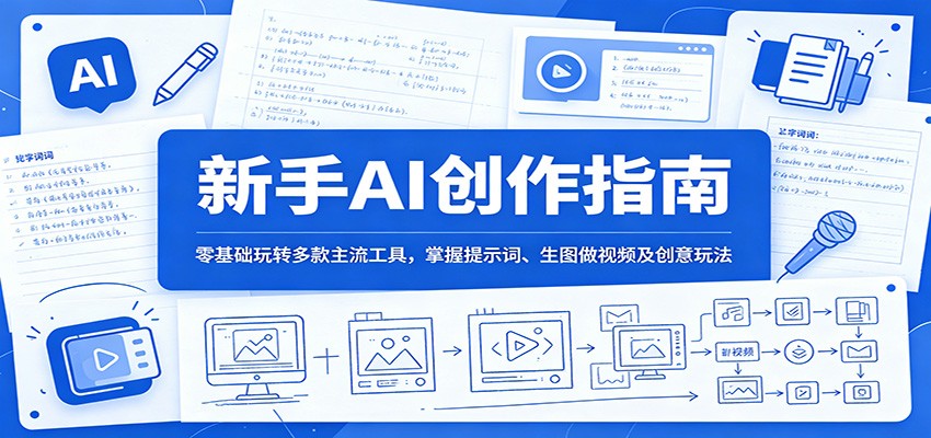 新手AI创作指南:零基础玩转多款主流工具,掌握提示词、生图做视频及创意玩法汇创网-网创项目_汇创网_中创网_福缘网_冒泡网_网创项目平台汇创网