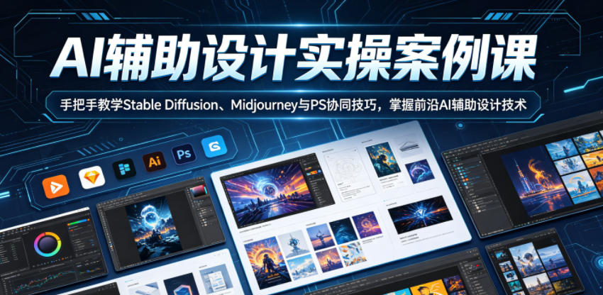 AI辅助设计实操案例课，手把手教学Stable Diffusion、Midjourney与PS协同技巧，掌握前沿AI辅助设计技术汇创网-网创项目_汇创网_中创网_福缘网_冒泡网_网创项目平台汇创网