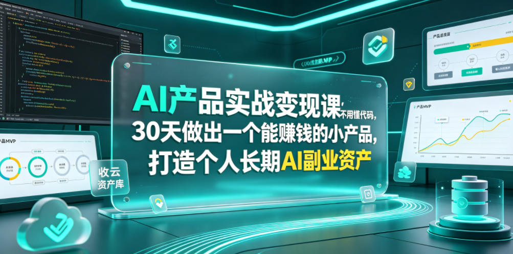 AI产品实战变现课，不用懂代码，30天做出一个能賺钱的小产品，打造个人长期AI副业资产（更新）汇创网-网创项目_汇创网_中创网_福缘网_冒泡网_网创项目平台汇创网