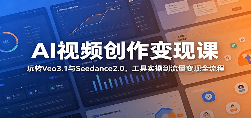 AI视频创作变现课：玩转Veo3.1与Seedance2.0，工具实操到流量变现全流程汇创网-网创项目_汇创网_中创网_福缘网_冒泡网_网创项目平台汇创网