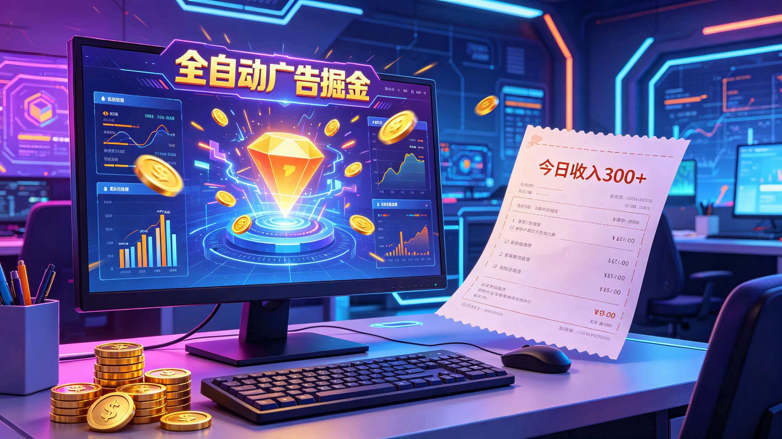 全自动广告掘金，日入300+。全程Ai自动化运行，解放双手，时间自由。收益稳定汇创网-网创项目_汇创网_中创网_福缘网_冒泡网_网创项目平台汇创网